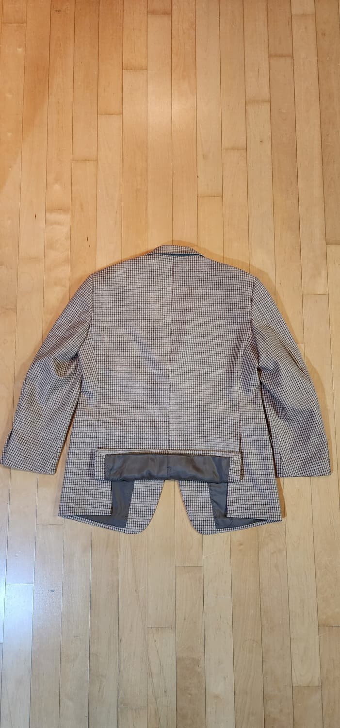 베이지 체크 모직 자켓 L 상품이미지5