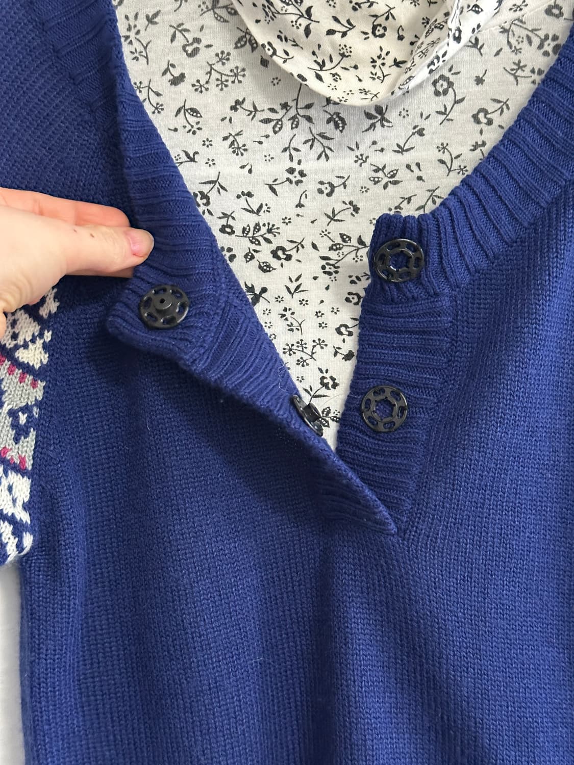 노르딕패턴 블루 반팔 니트 상품이미지6