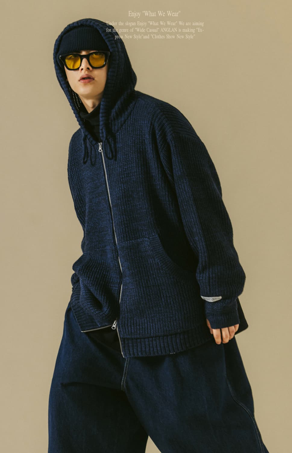 Flow Knit Hoodie Zip up - Navy   상품이미지4