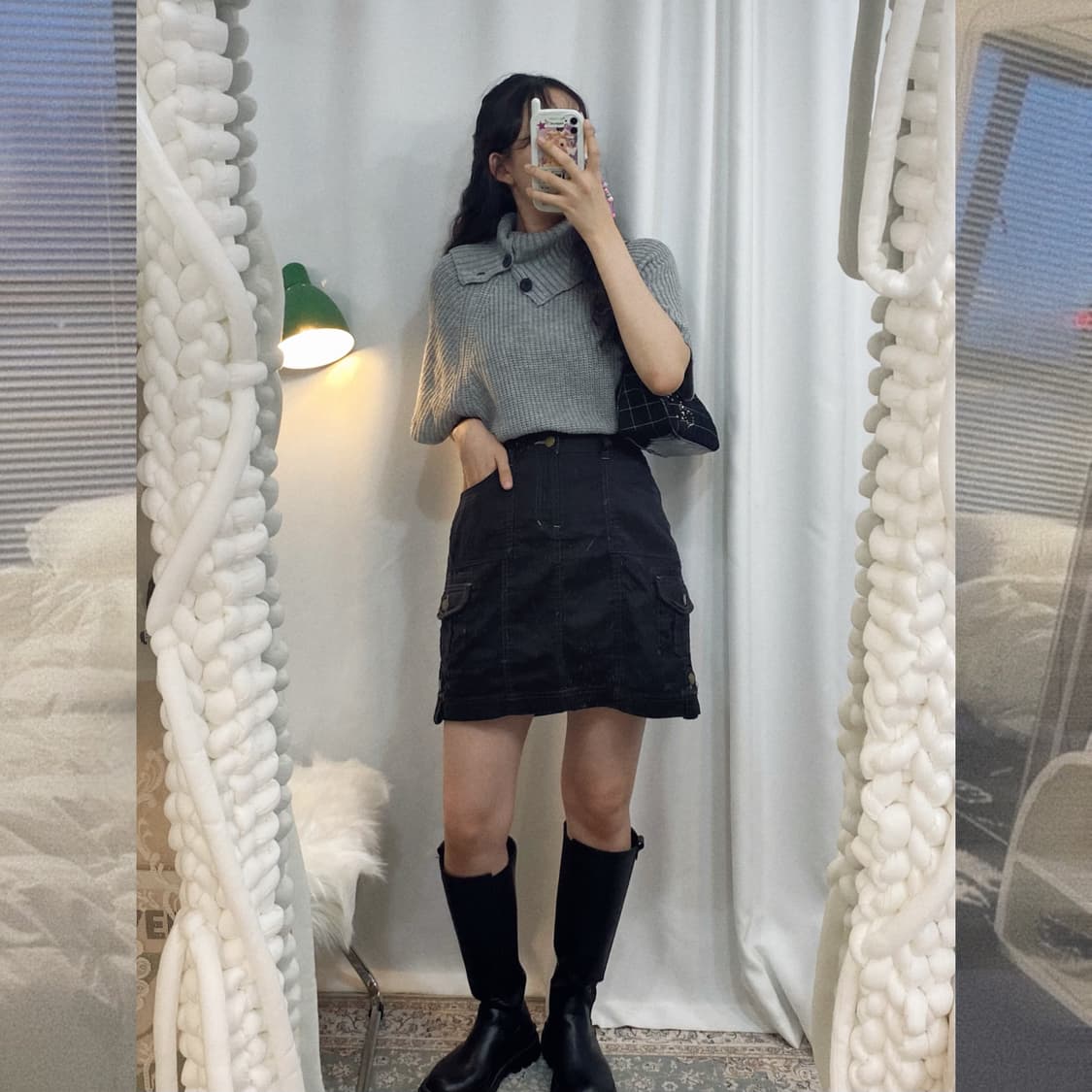 블랙 카고 미니 스커트 상품이미지8