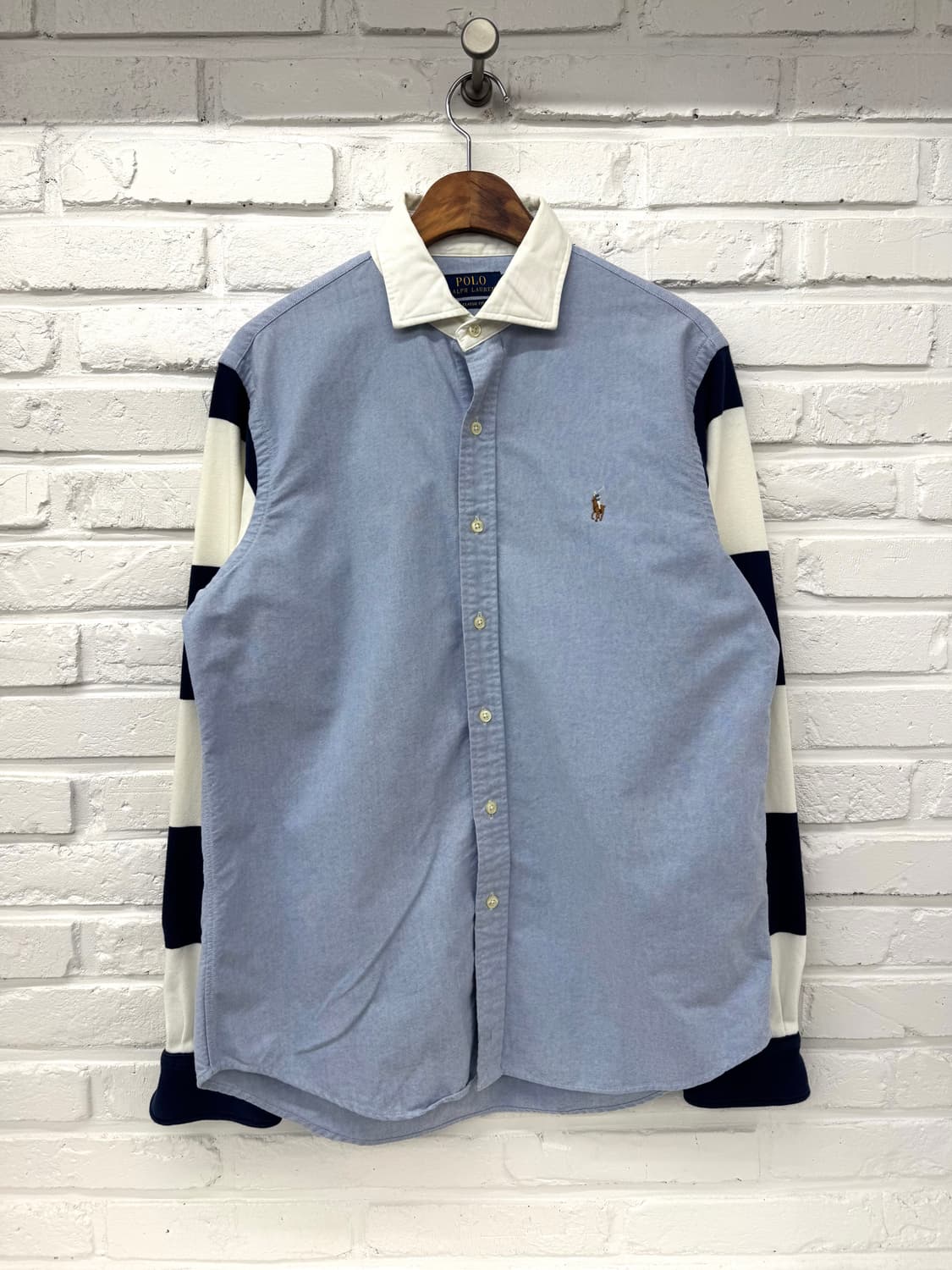 폴로 블루 화이트 스트라이프 클래식핏 셔츠  상품이미지3