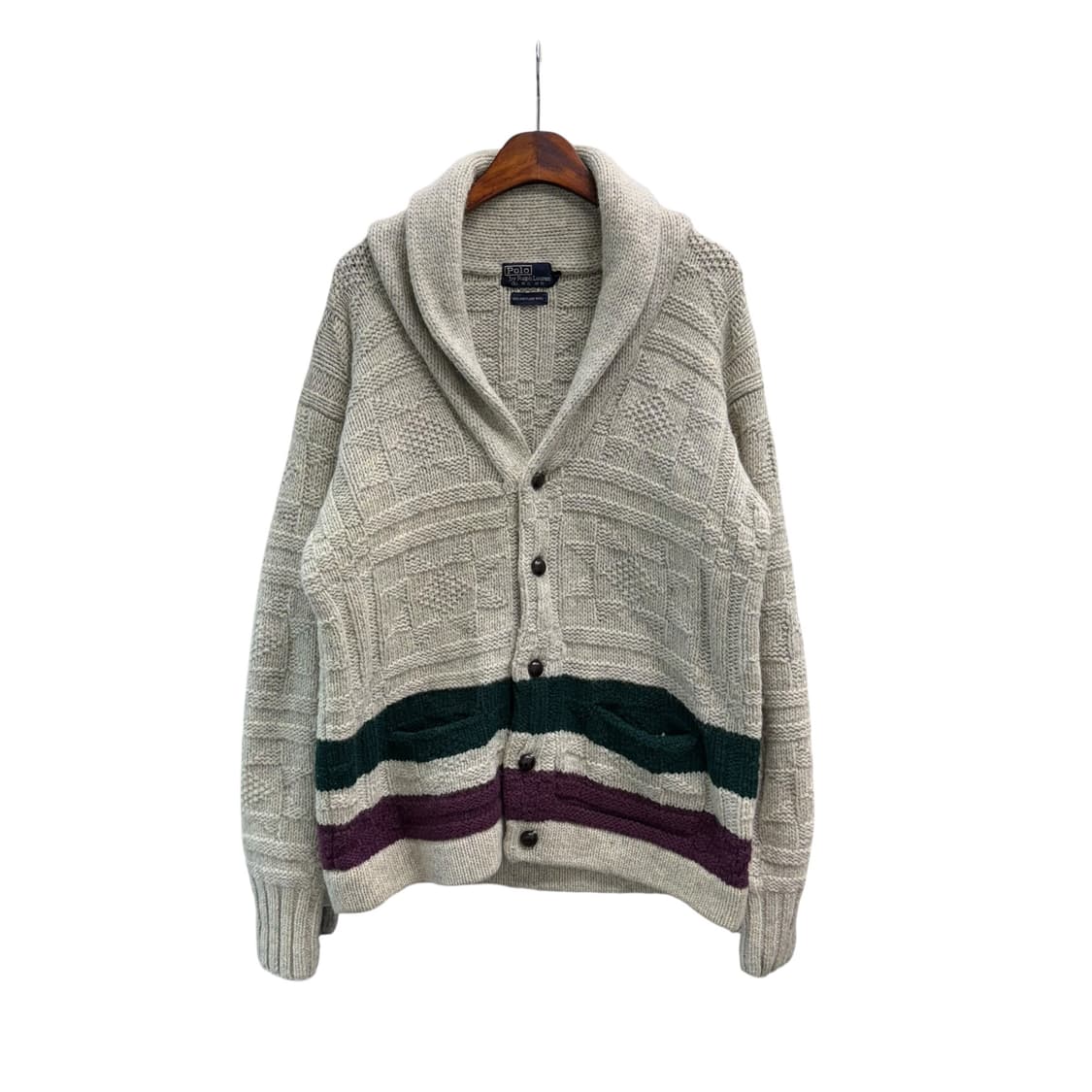 [L] 폴로 셔틀랜드 울 숄카라 가디건 상품이미지3