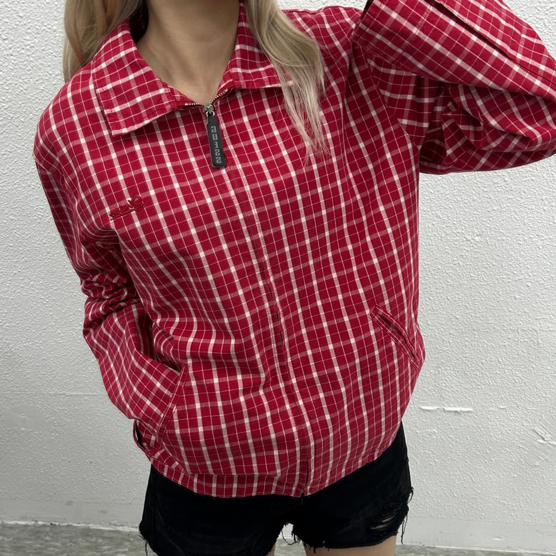 게스 레드체크 자켓 S 상품이미지1