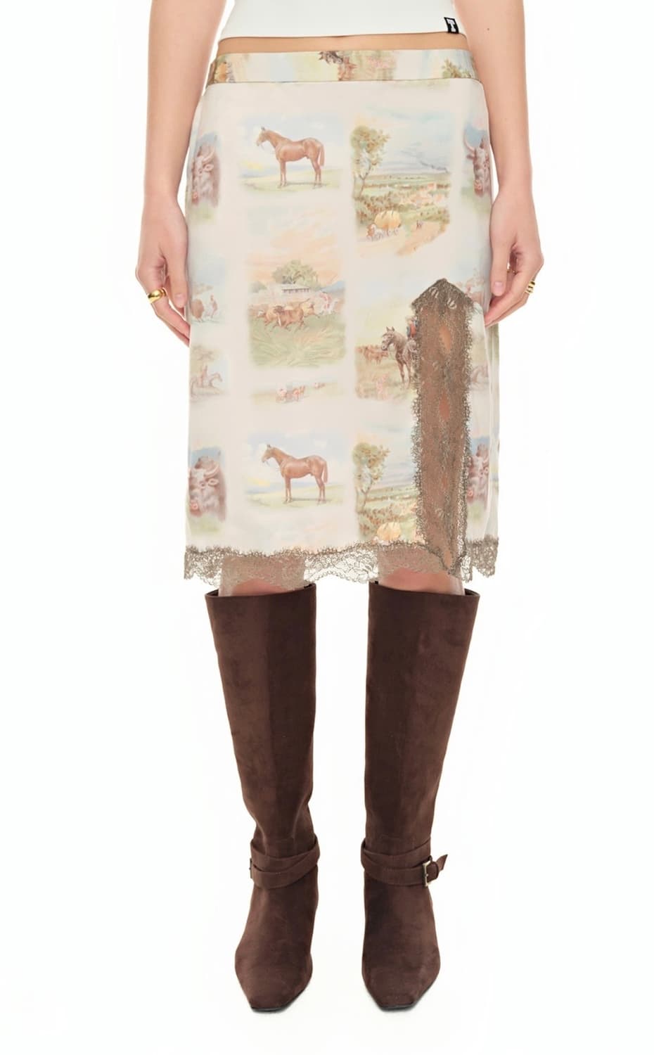 투머치택스 VINTAGE RANCH LACE MIDI SKIRT 상품이미지1