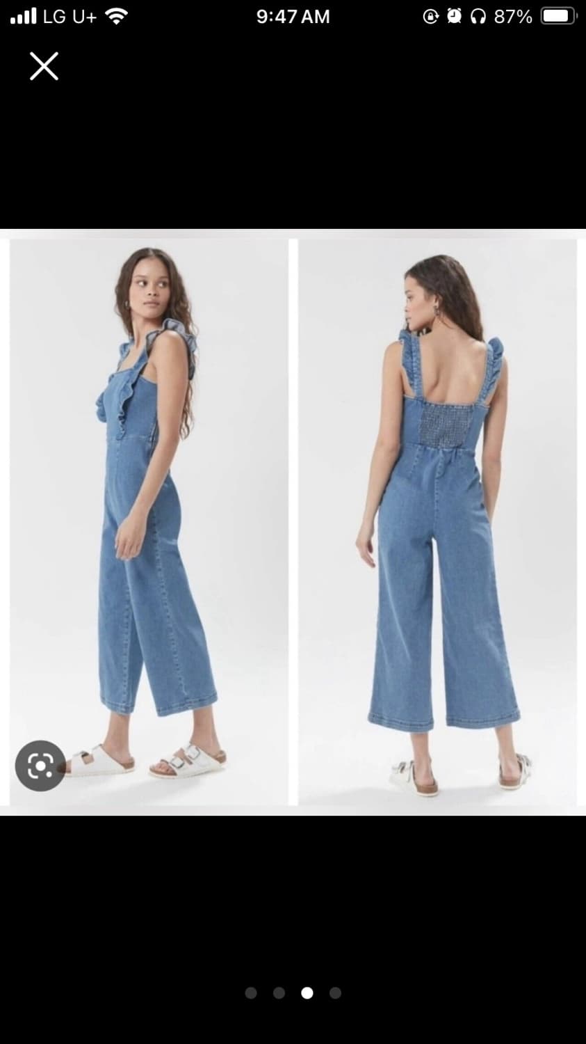 얼반아웃피터스 BDG 데님 러플 숄더 점프수트 상품이미지3