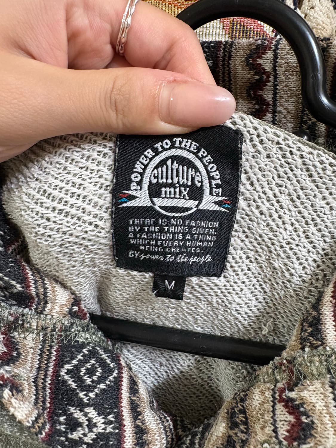 히피 모리 애쉬 카키 에스닉 디테일 후드집업 상품이미지4