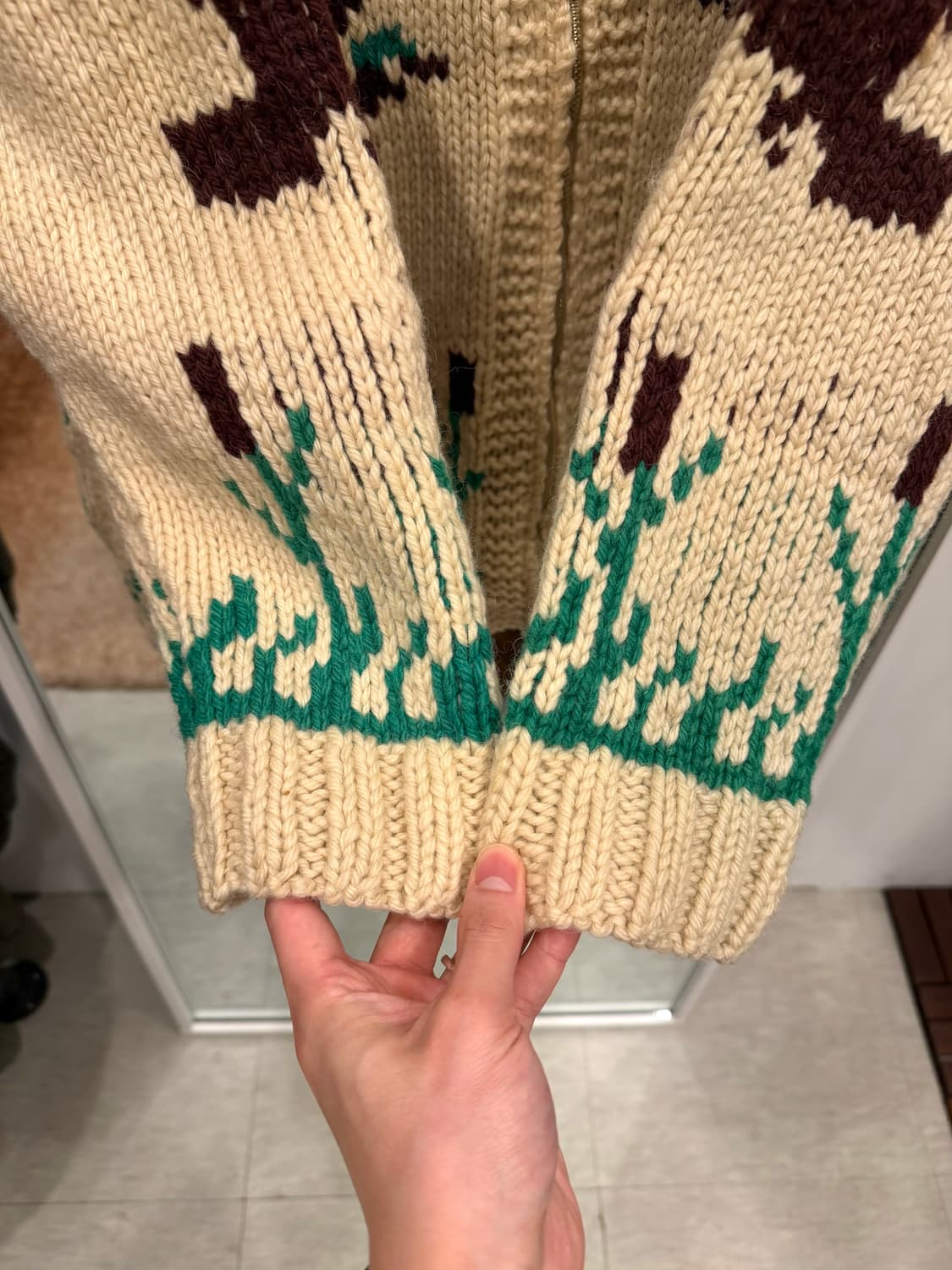 60s Vtg 빈티지 헤비울 Goose 코위찬 니트 집업 상품이미지4