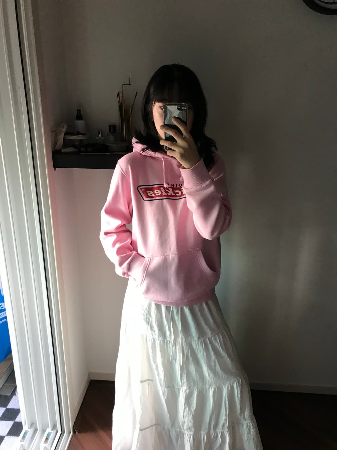 디키즈 중앙 프린팅로고 핑크 후드티 상품이미지3