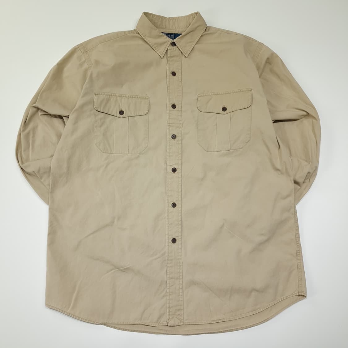 CL848 L 폴로 90s 엘보우 패치 베이지 헌팅 셔츠 남방 상품이미지1
