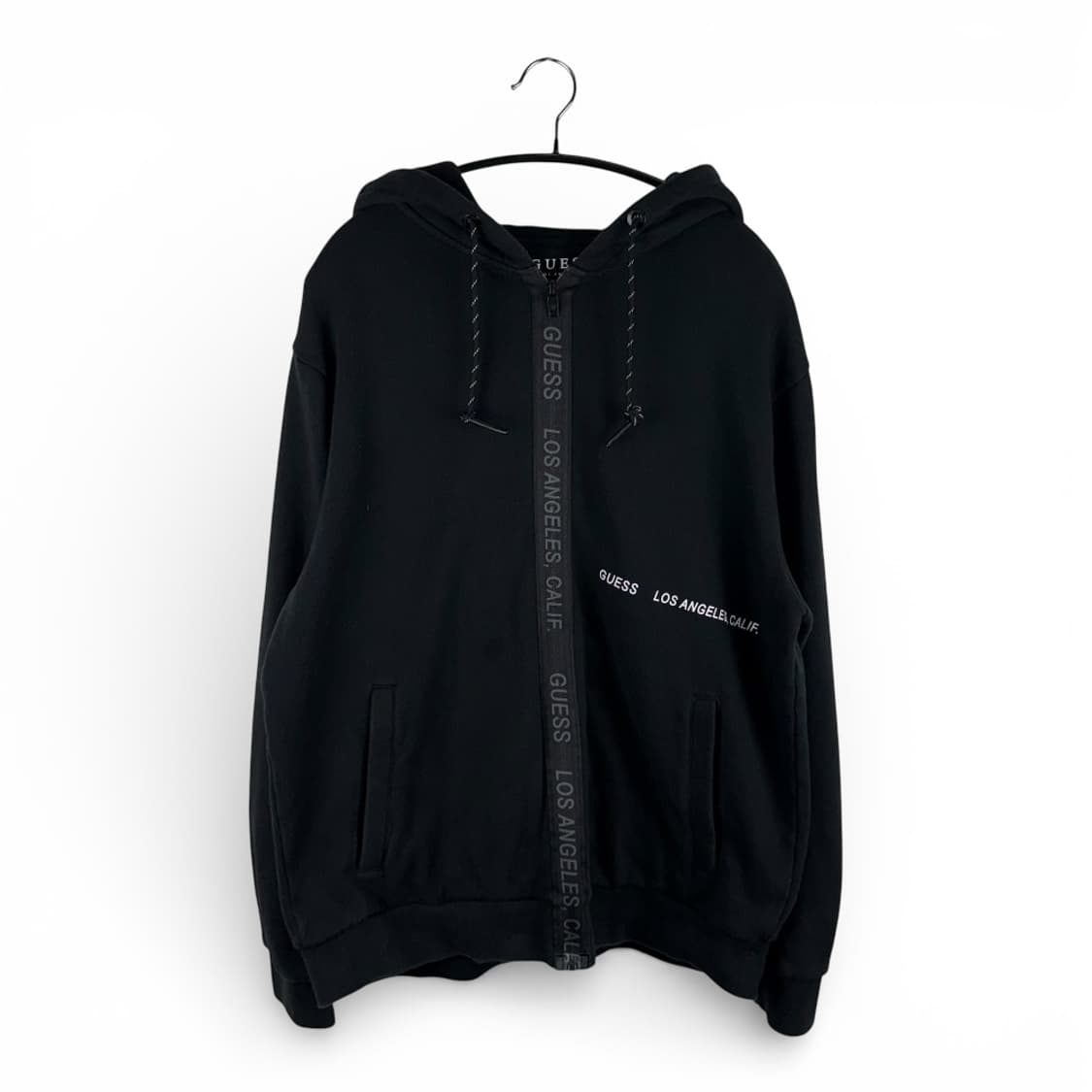 L) 게스 레터링 후드집업 블랙 상품이미지1