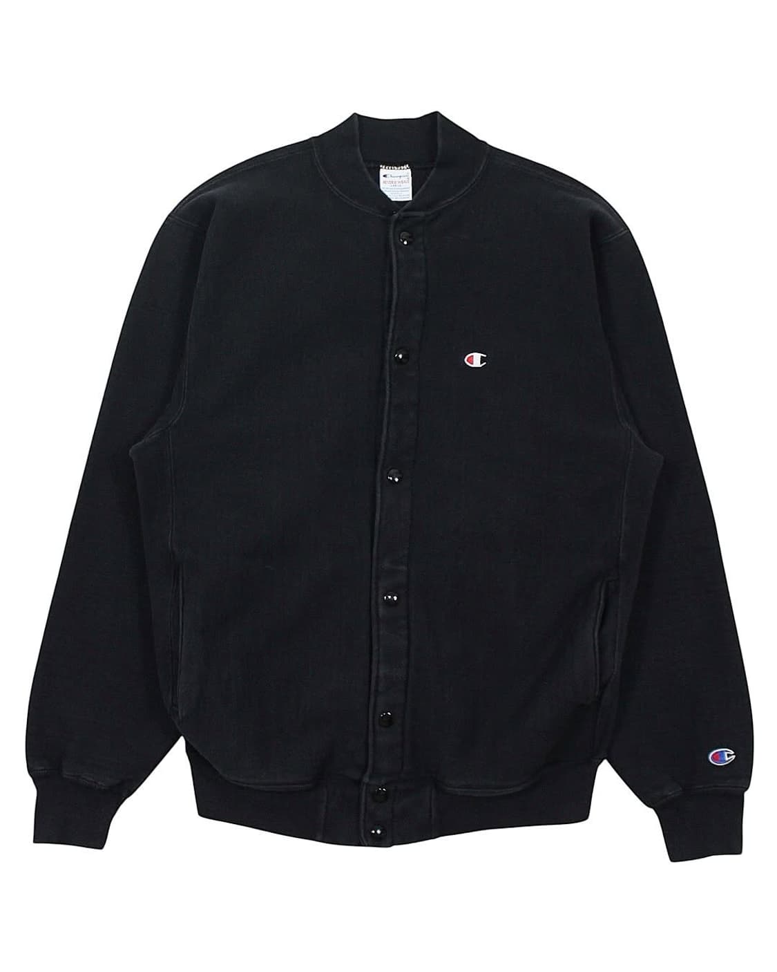 1990s USA 챔피온 리버스위브 스냅 가디건 블랙 빈티지 미국제 상품이미지1
