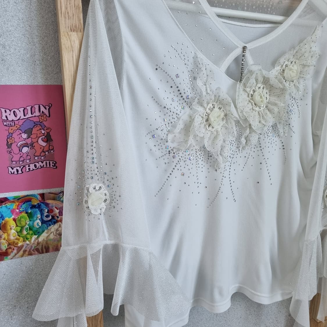 JPN Glitter Bloom Mesh Top 상품이미지3