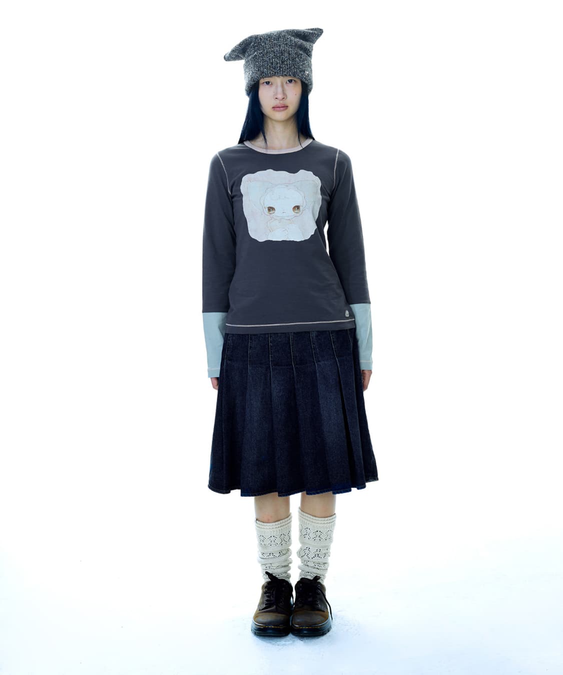 코이세이오 DEEP DENIM PLEATS SKIRT NAVY 상품이미지1