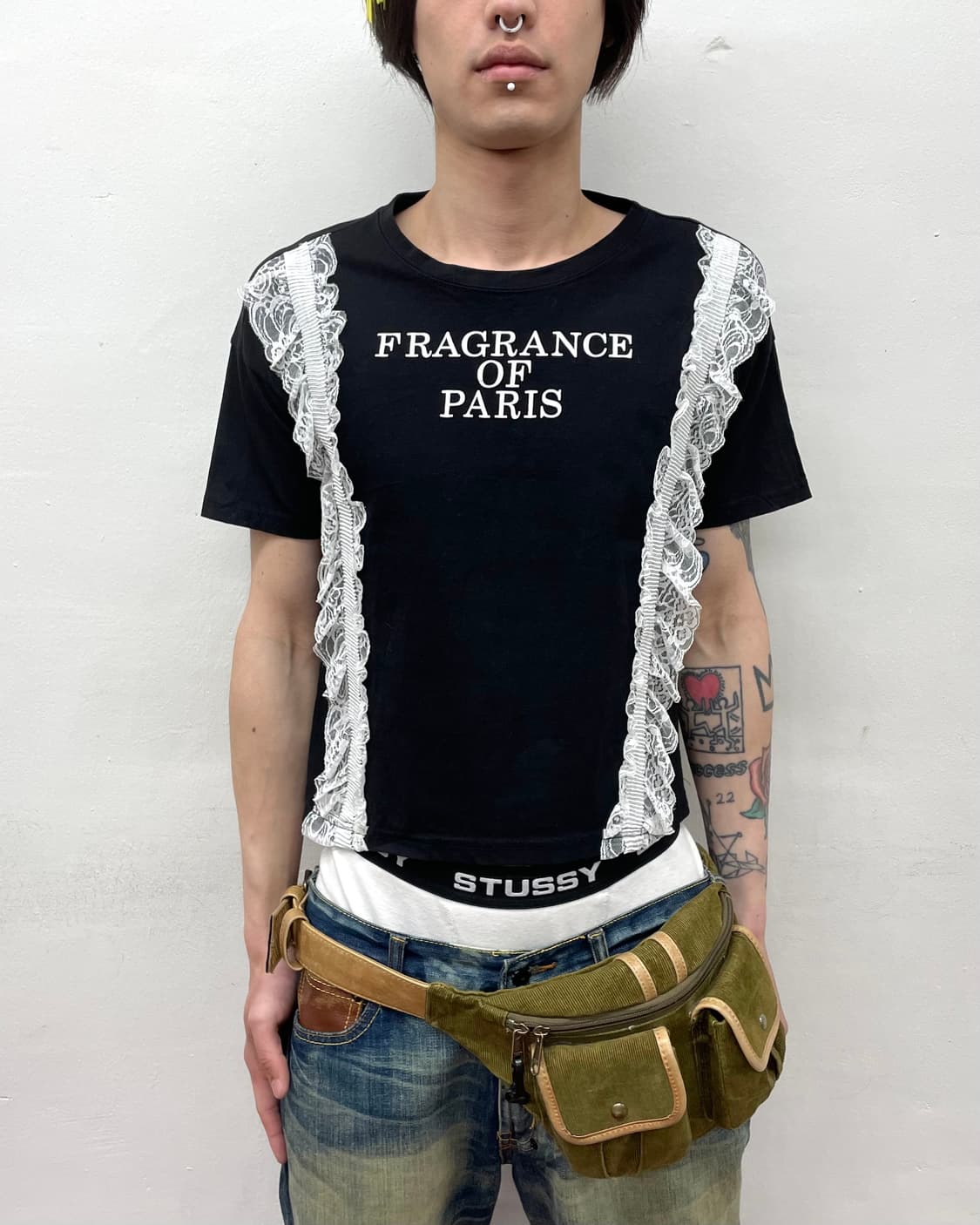 White lace black T-shirt  상품이미지1