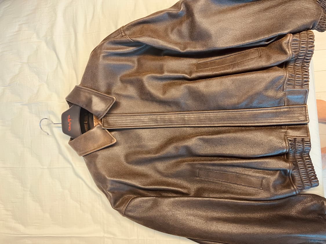 STU 오버핏 레더 자켓 브라운 L 상품이미지10