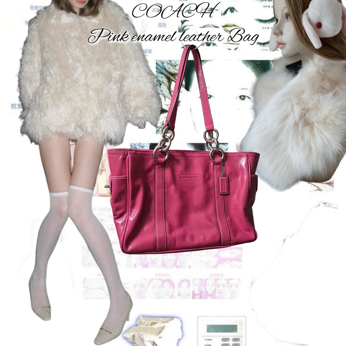 COACH Pink enamel leather Bag 상품이미지1