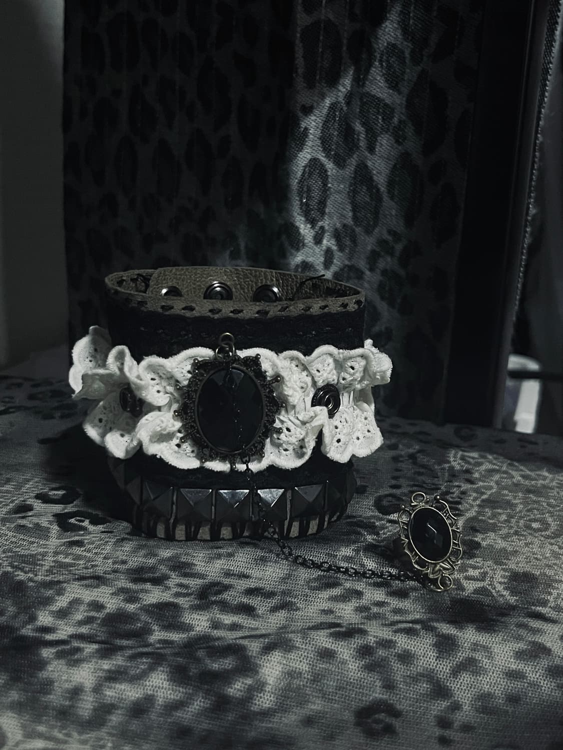 핸드메이드 고딕 로리타 핸드 체인 가죽팔찌 상품이미지1