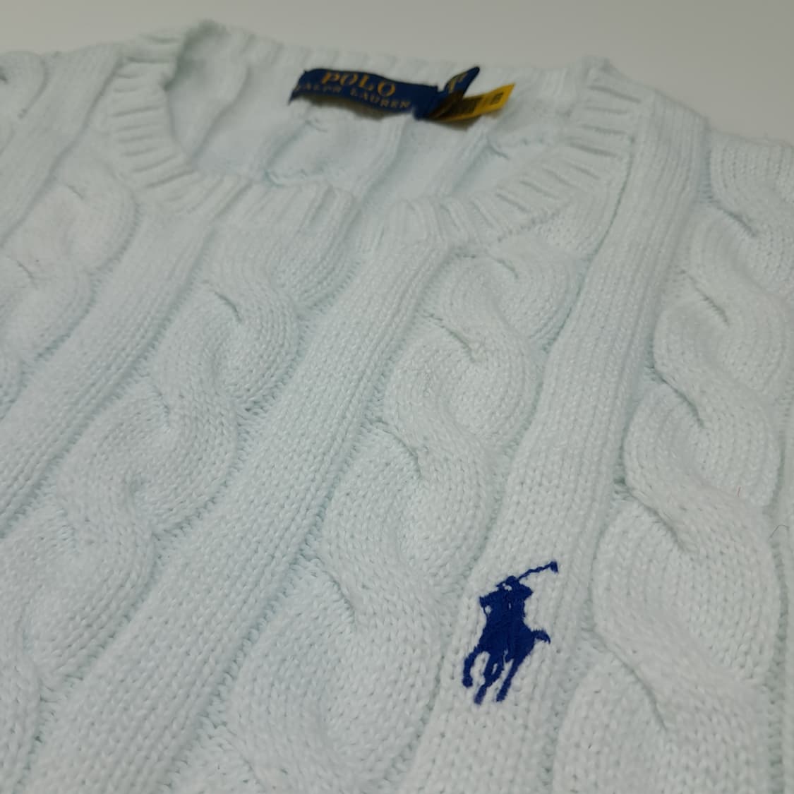 CL196 폴로 코튼 블루포니 아이스블루 케이블 니트 스웨터 상품이미지6