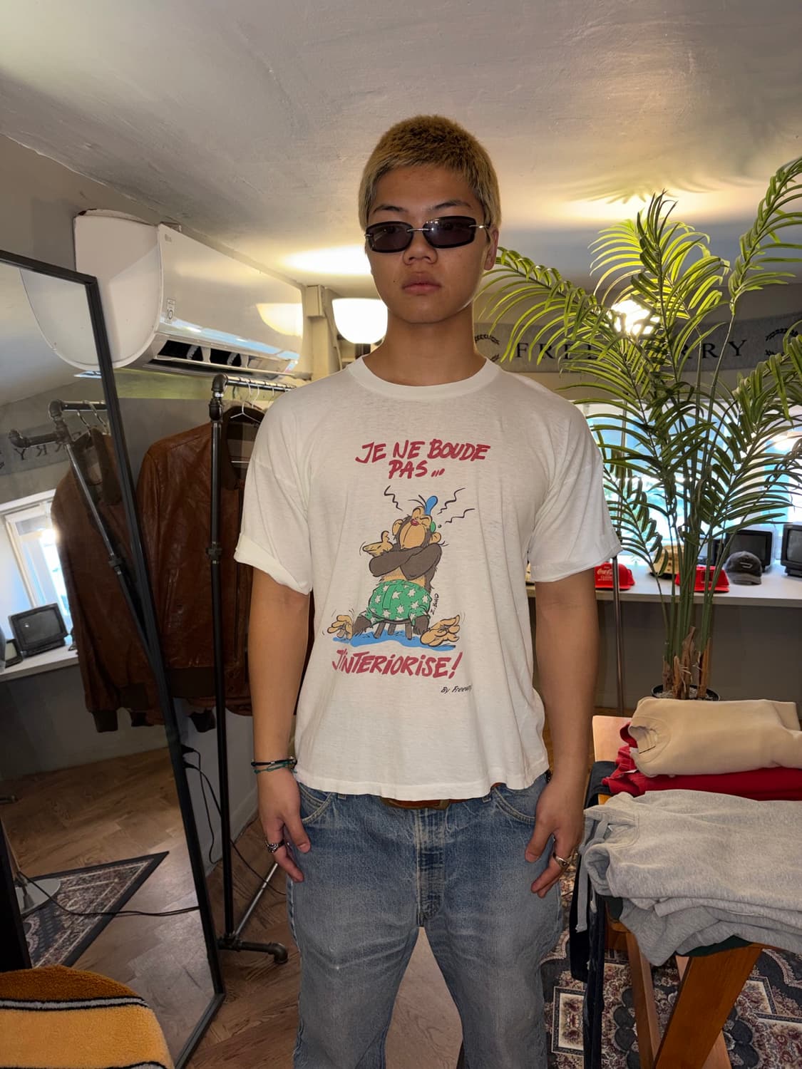 90‘s France humor cartoon print T-shirt  상품이미지1