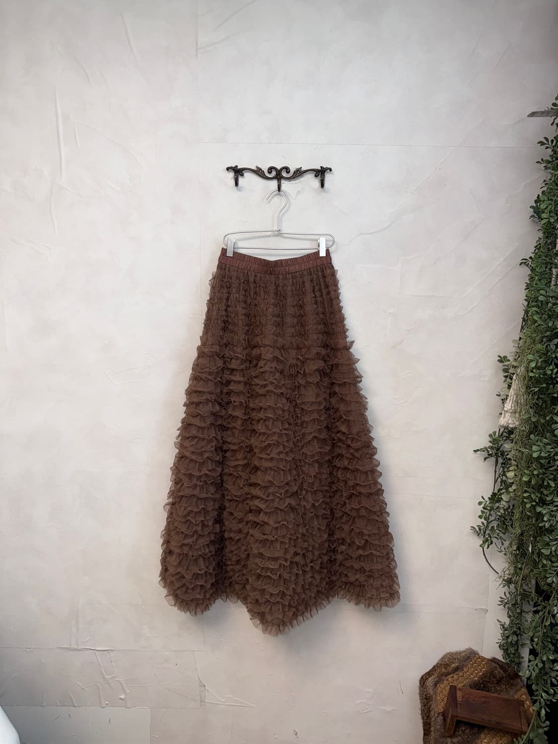 Cocoa brown frill ruffle volume tulle sk 상품이미지1
