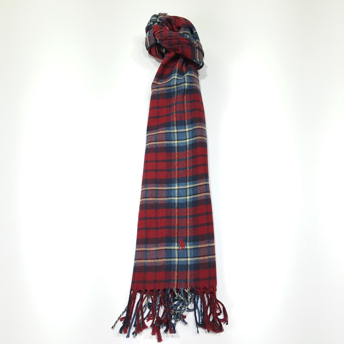 MX528 폴로 90s 프랑스판 코튼 타탄 레드 머플러 목도리 상품이미지5