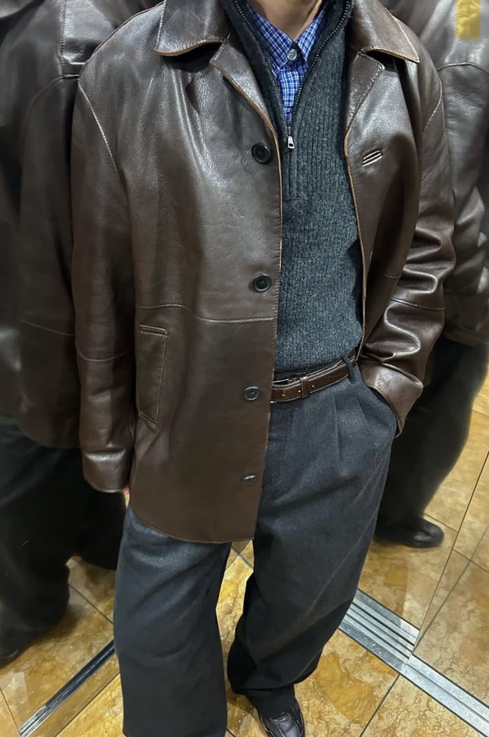 올드 갭 old gap 빈티지 레더 카코트 다크 브라운 L 상품이미지9