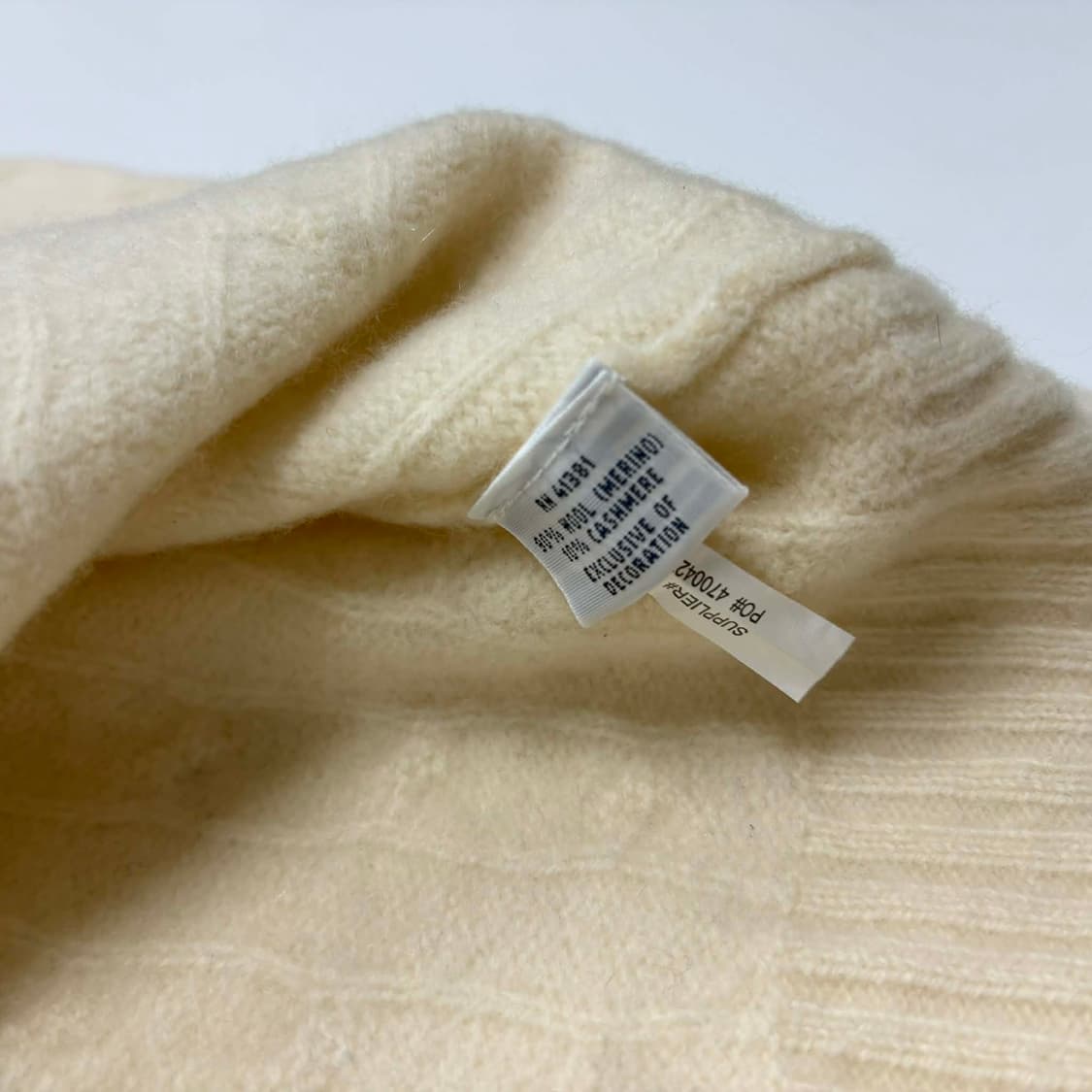 폴로 랄프로렌 아이보리 울 캐시미어 걸즈 케이블 크루넥 니트(M) 상품이미지5