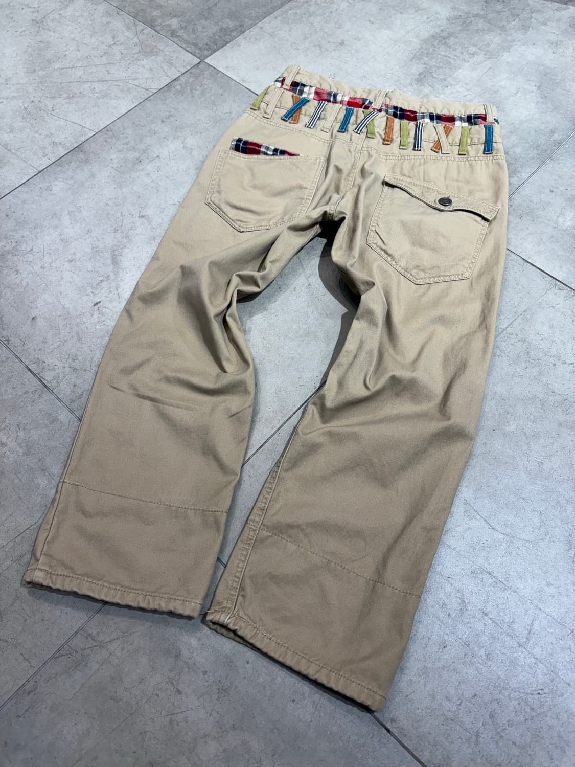 체크 레이어드 지퍼 디테일 와이드 팬츠 상품이미지6