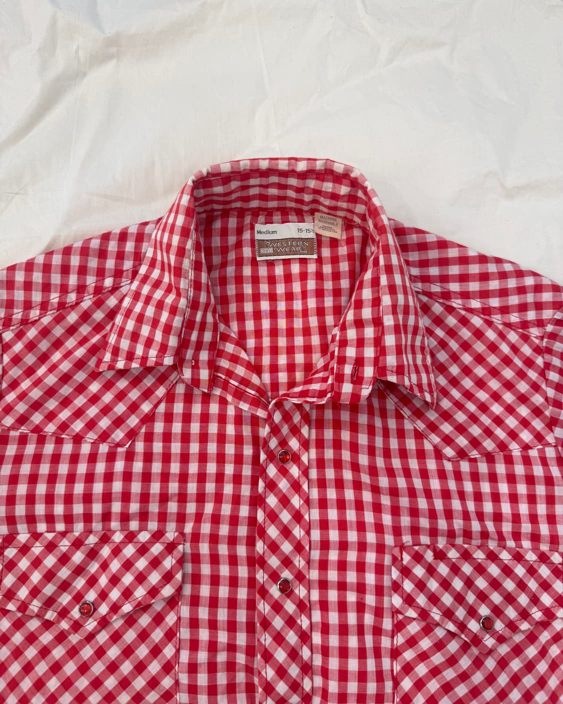 빈티지 웨스턴 셔츠 레드 깅엄 체크 반팔 상품이미지5