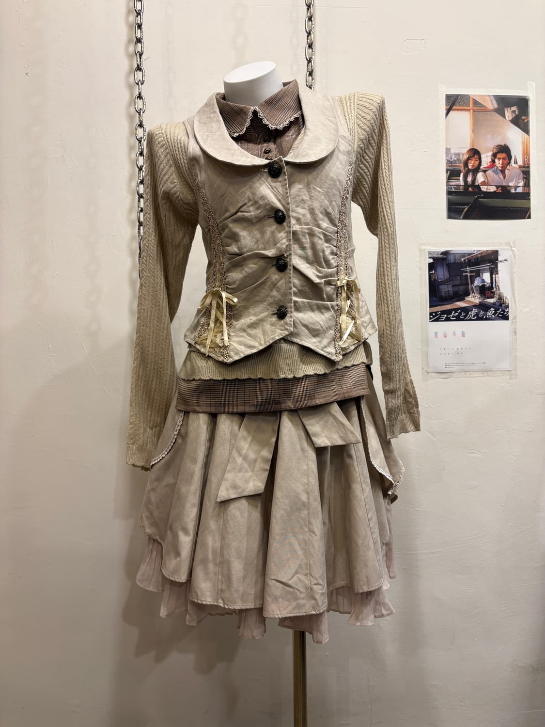 axes femme 엑시즈팜 리본 스트랩 아이보리 스커트 갸루 모리 상품이미지2