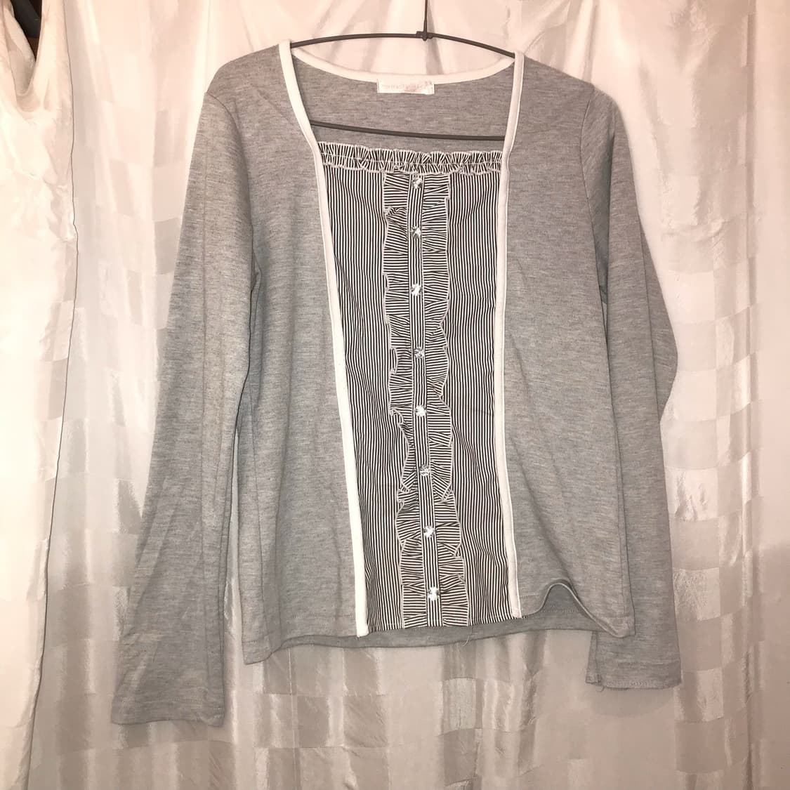 JPN Vintage 히메갸루 스트라이프 프릴 롱슬리브 상품이미지2