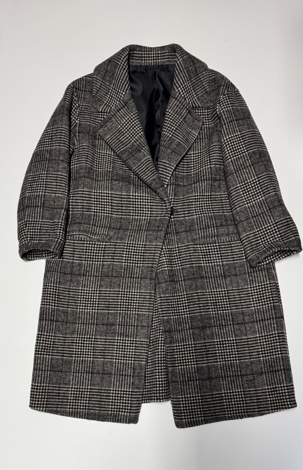 정품 여성 베네통 오버핏 빈티지 체크코트 42 상품이미지1