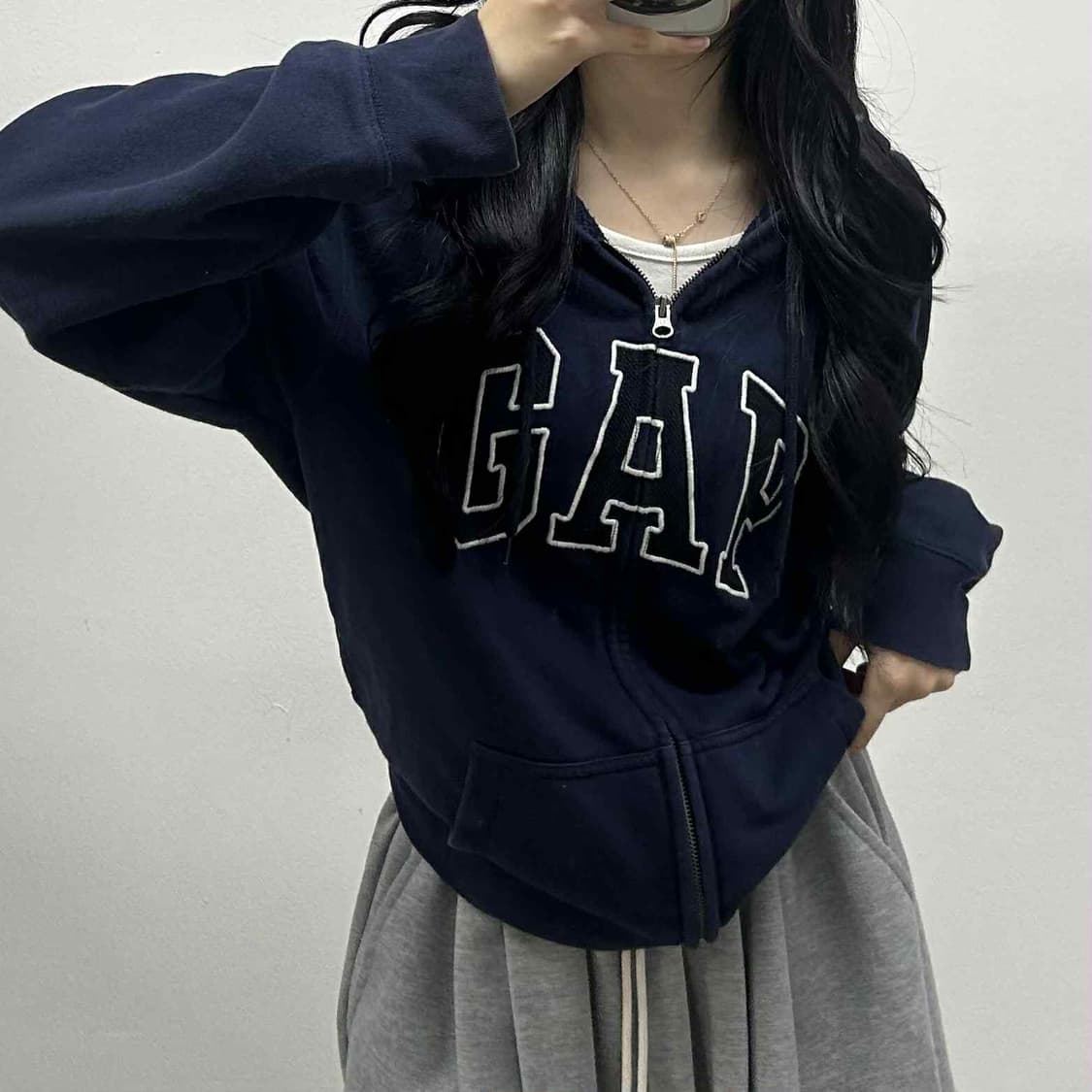 Gap 갭 네이비 폭닥 스웻 후드집업 희귀져지(L) 상품이미지1