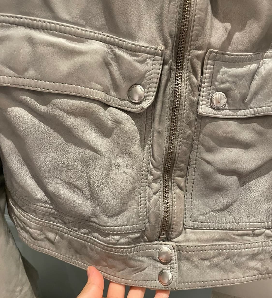 Zadig & Voltaire 자딕앤볼테르 레더자켓 그레이민트 상품이미지4