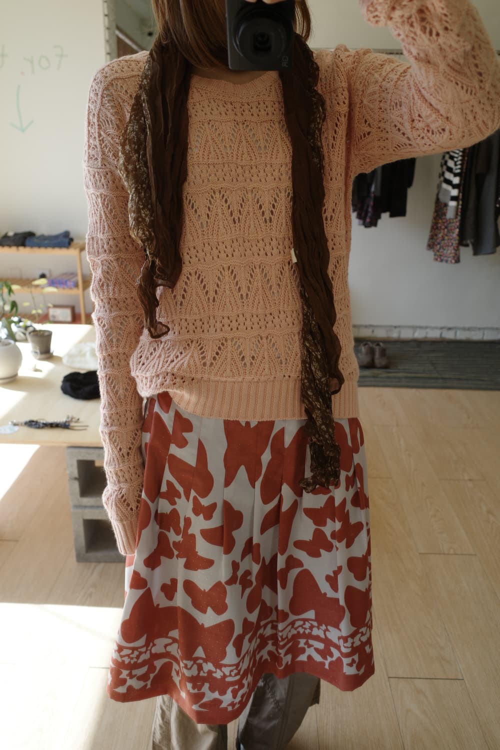 살구색 펀칭 니트  상품이미지8