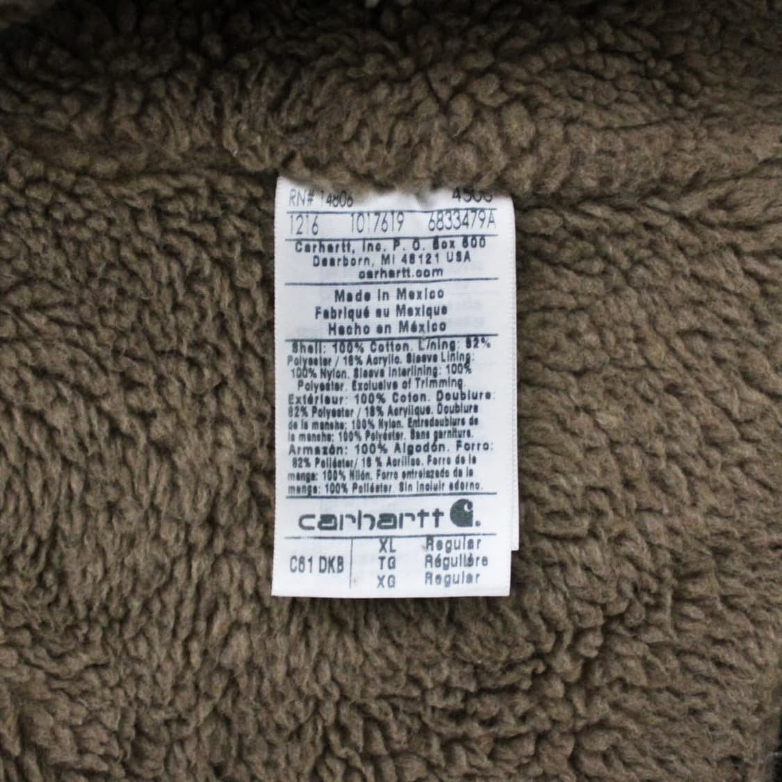 00’s Carhartt 칼하트 C61 덕 다크브라운 셰르파 워크자켓 상품이미지6