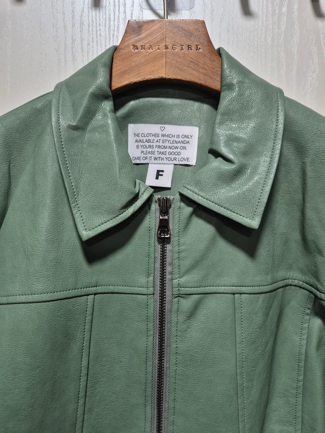 (타임세일)(새상품)민트그린 레더 자켓 상품이미지2