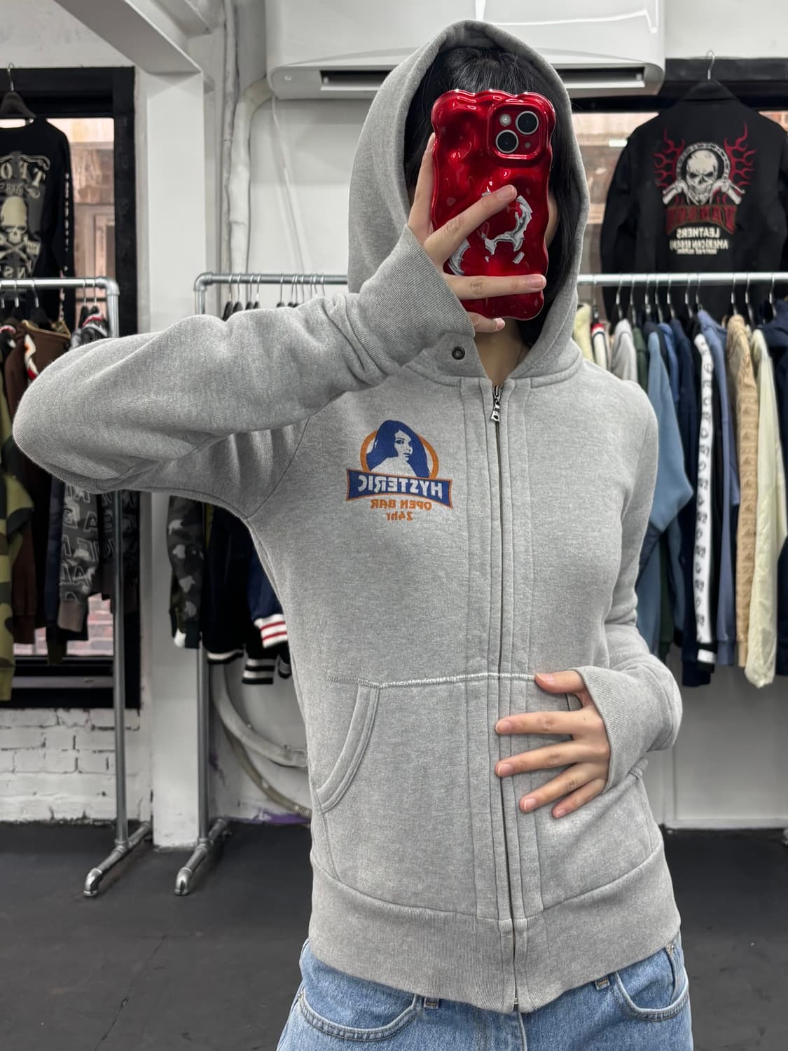 히스테릭 글래머 히스걸 그레이 후드집업 상품이미지4