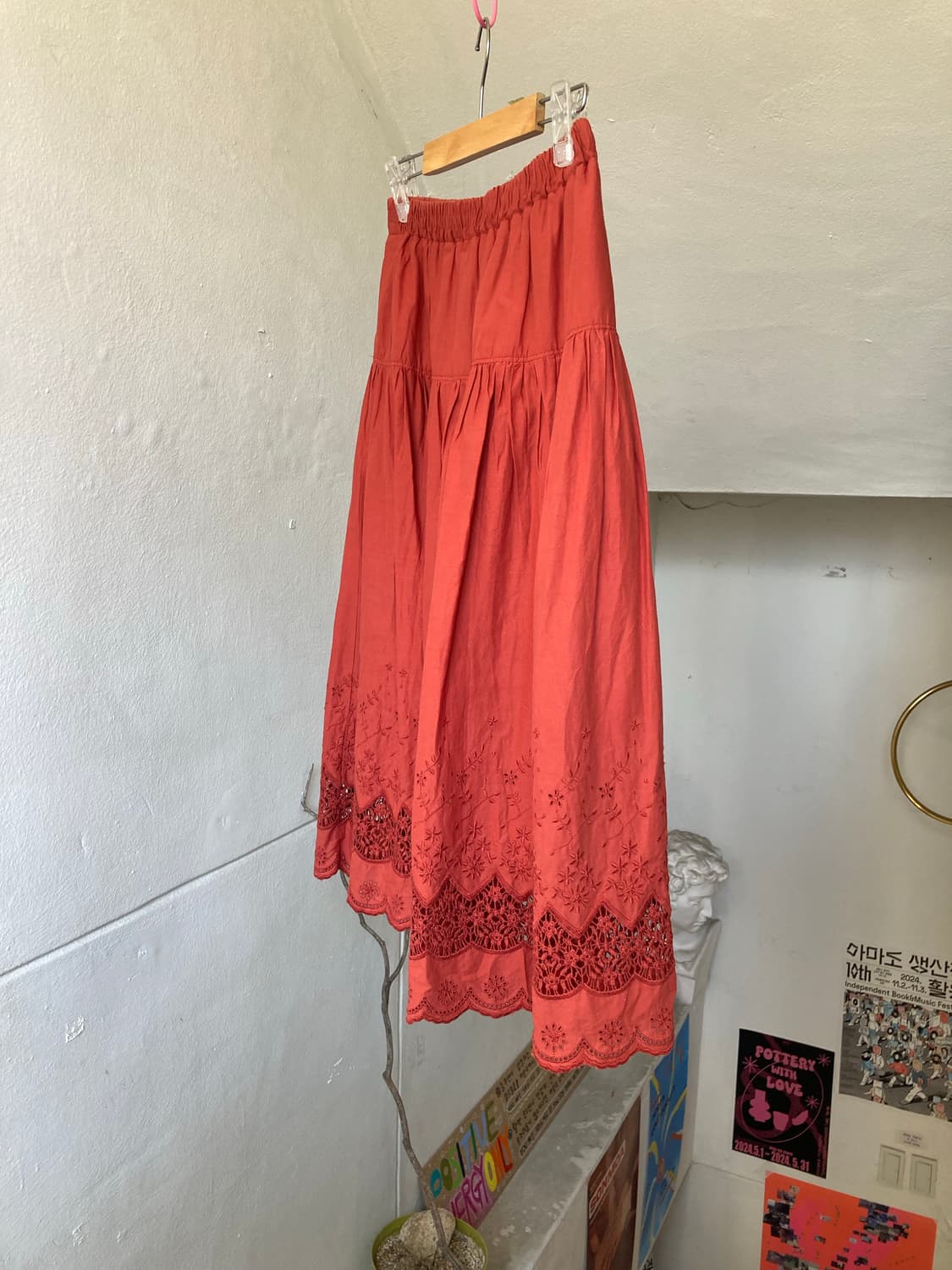 브릭 펀칭 모리걸 미디 스커트 상품이미지4