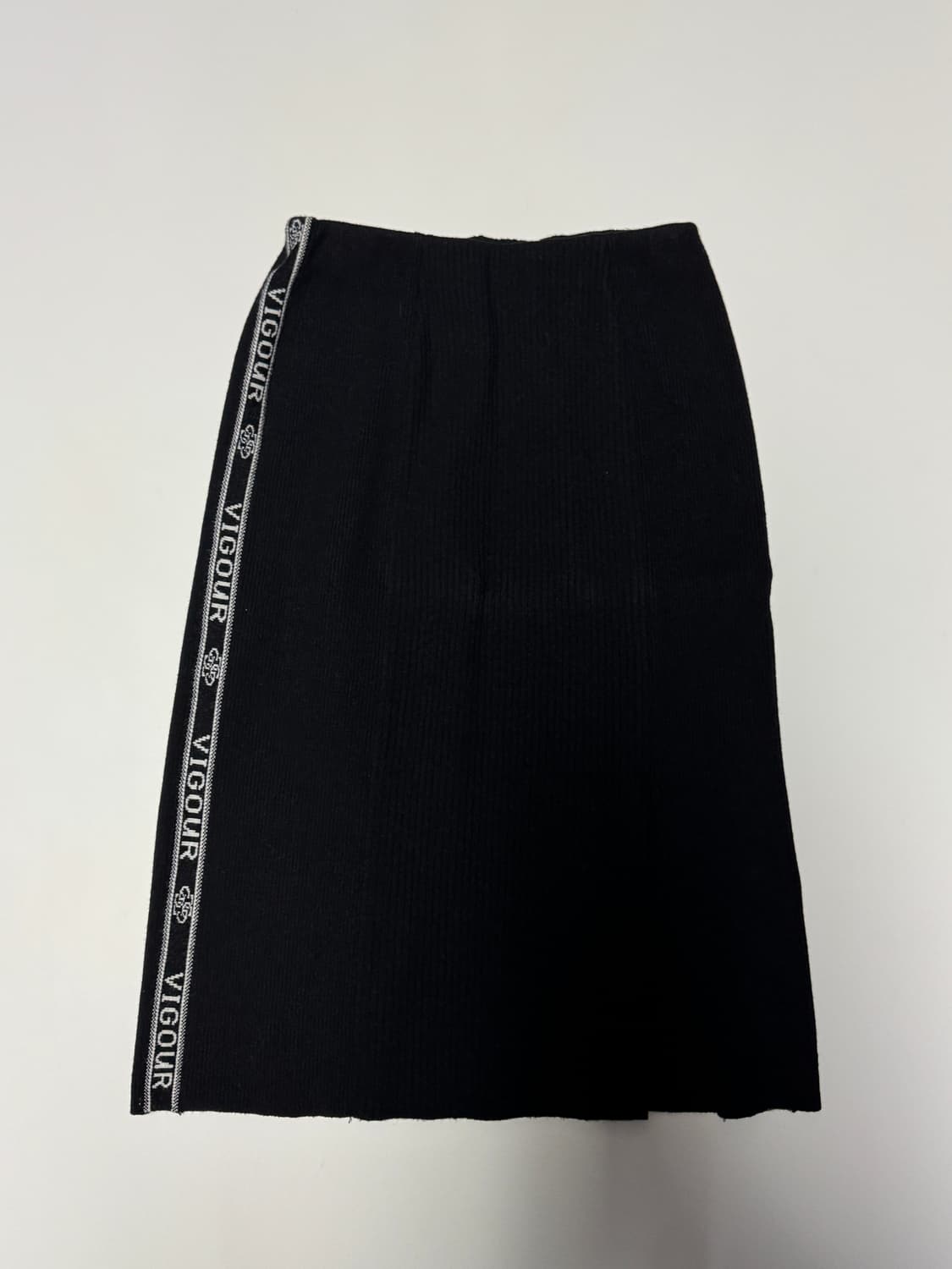 여성 에고이스트 트랙 레이온 니트 밴딩 스커트 블랙 상품이미지2