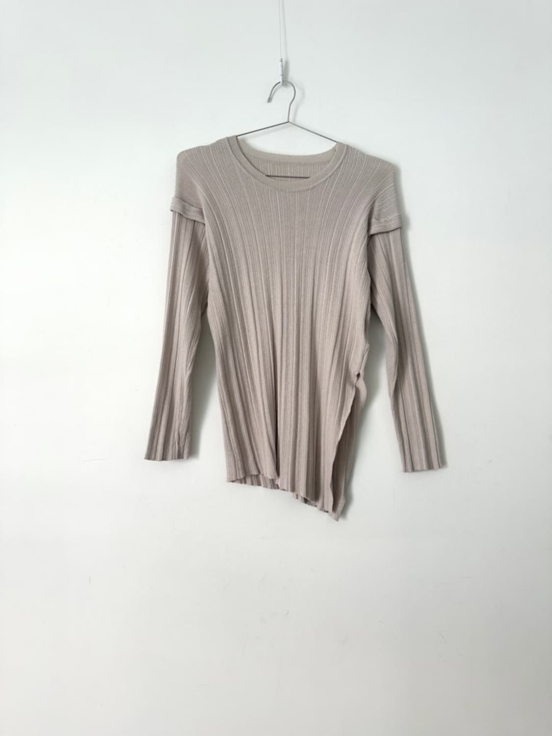 Ribbed open slim knit / beige 상품이미지4