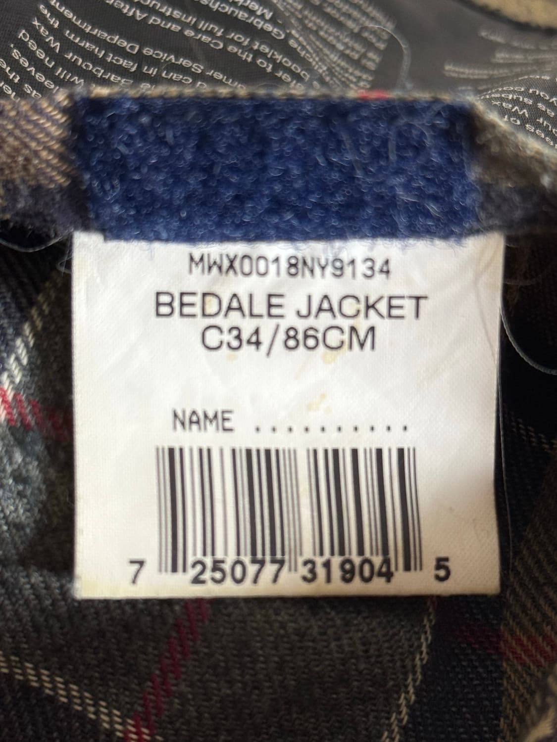 바버 베들레 왁스 자켓 네이비 C34 영국제  상품이미지8