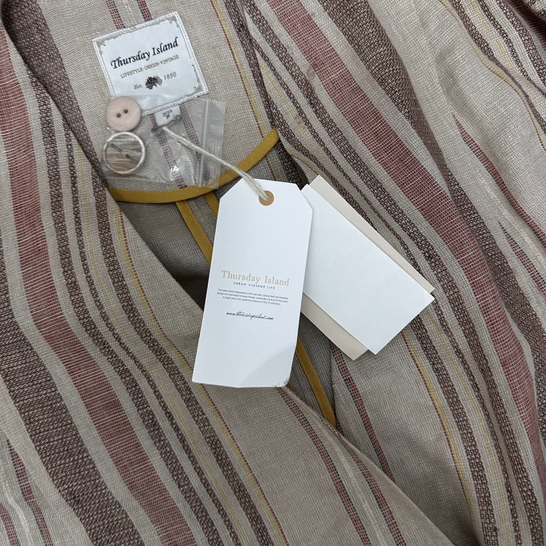 [새상품] 써스데이아일랜드 스트라이프 여성 린넨 마 롱 가디건 M 상품이미지3