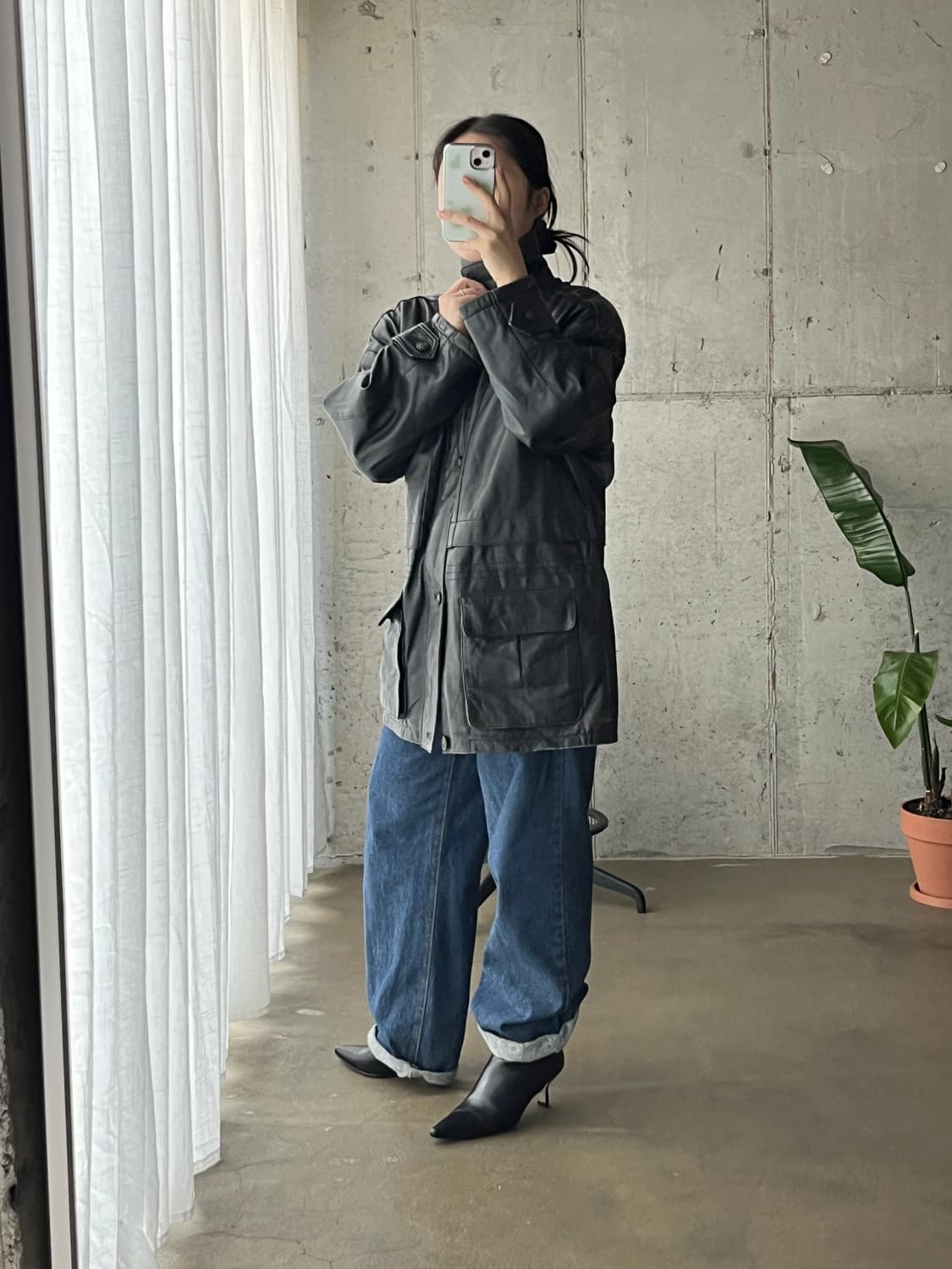 90s genuine lambskin 램스킨 양가죽 미디 자켓 상품이미지4