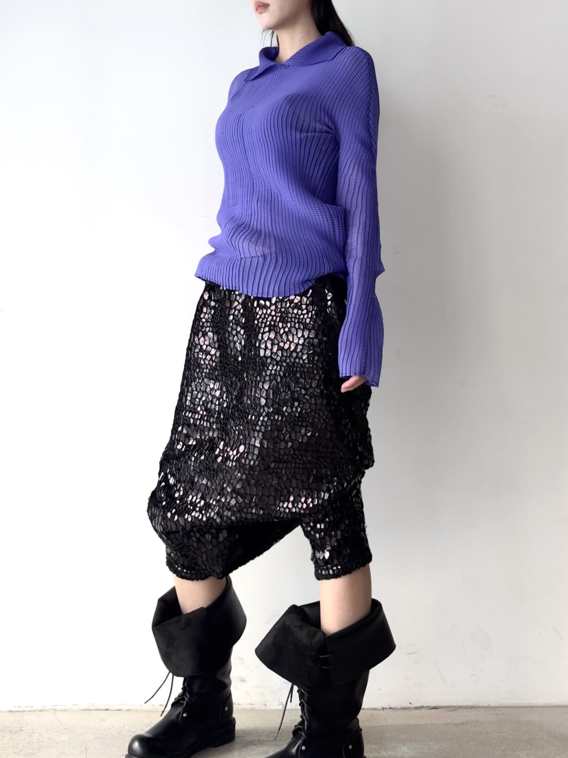 Textured pk pleats top / purple 상품이미지6