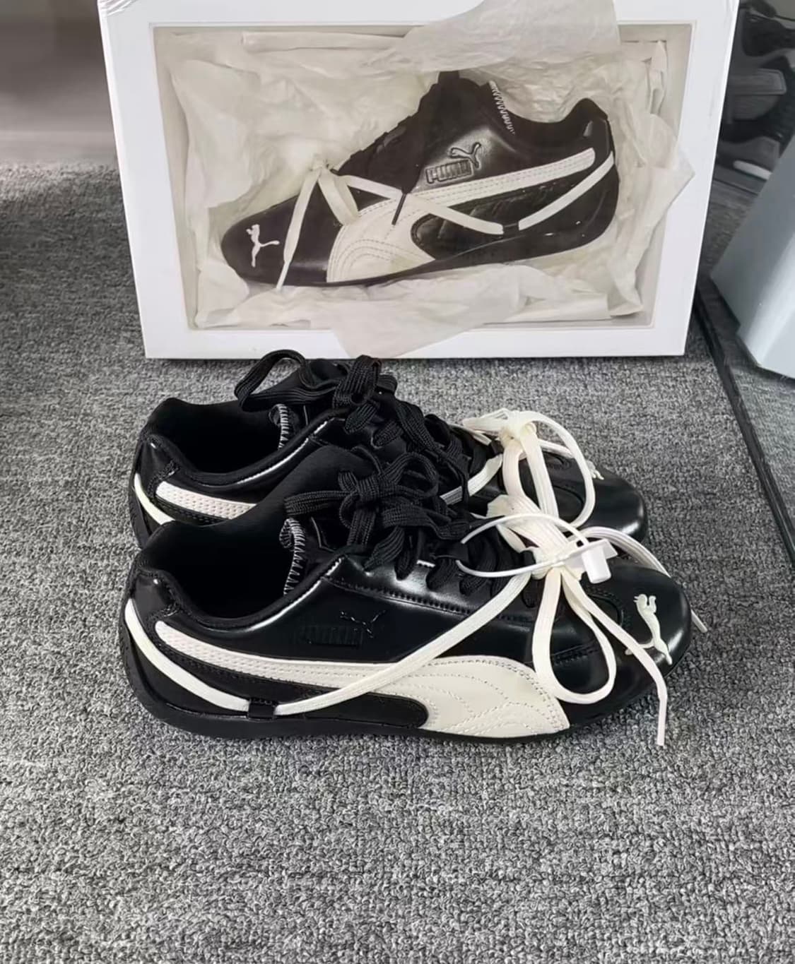 푸마 x 로제 스피드캣 PRM 블랙 웜 화이트 235mm 상품이미지1