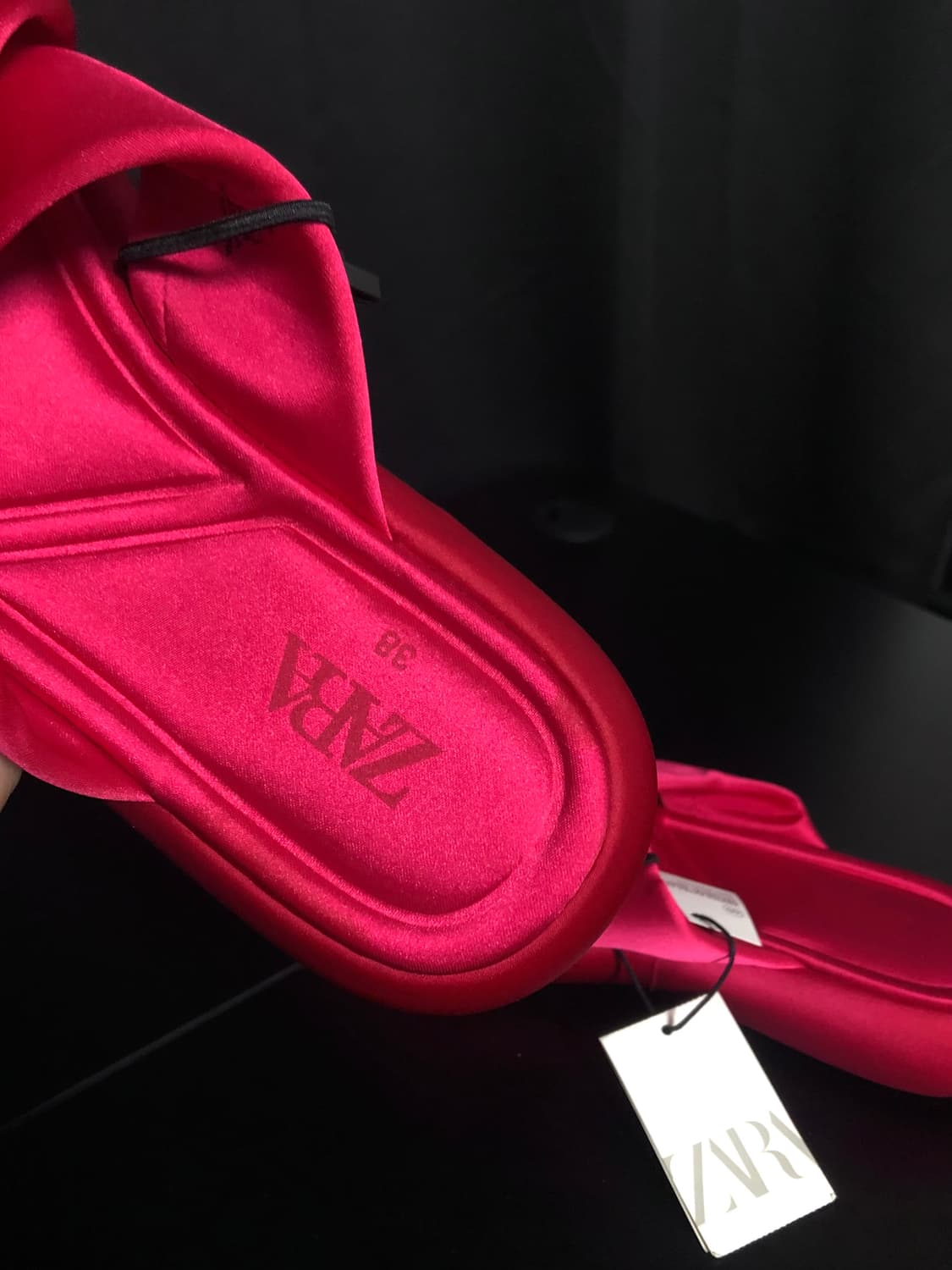 [새상품/245] 자라 새틴 플랫폼 샌들 마젠타 상품이미지7