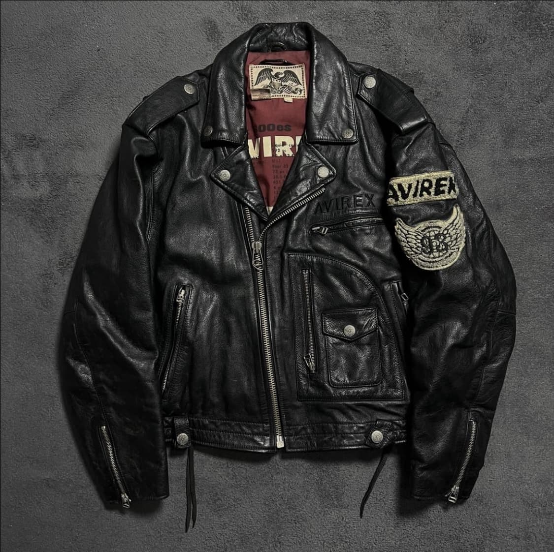 90's 아비렉스 소가죽 라이더 자켓 상품이미지2