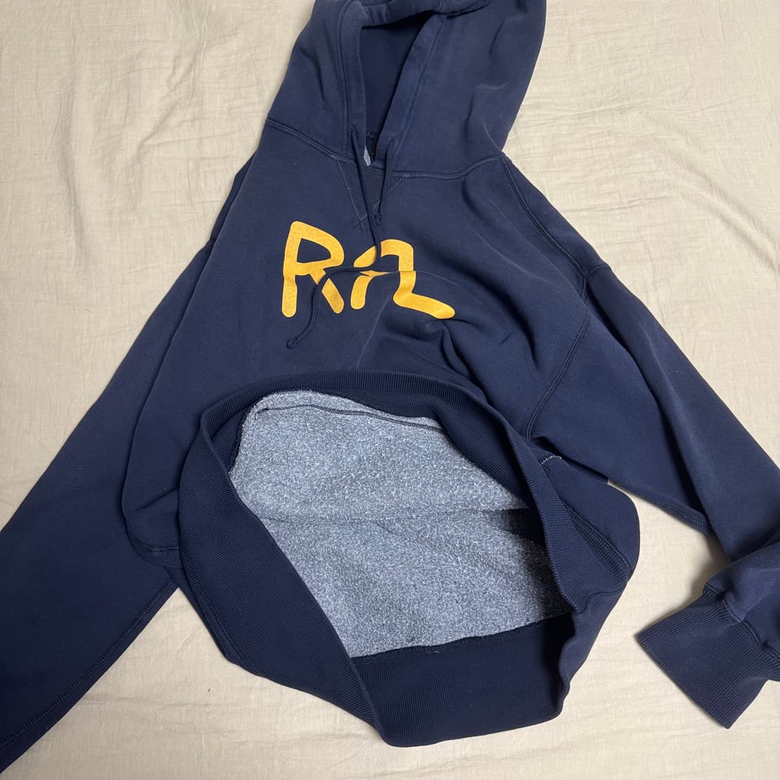 [XL]더블알엘 로고 플리스 후디 네이비 상품이미지6