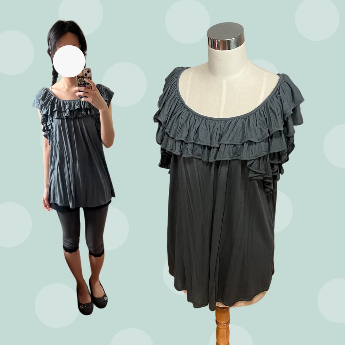 유니클로x더블스탠다드 져지 소재 차콜 블라우스 상품이미지1